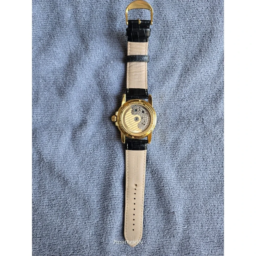 Stuhrling Mens Watch Automatic Dual Time Skeleton Leather ST9S001 40 Jewels